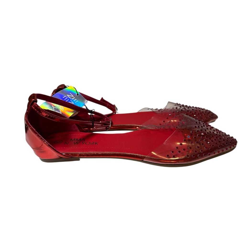 Elegant Red Flats with Transparent Detail